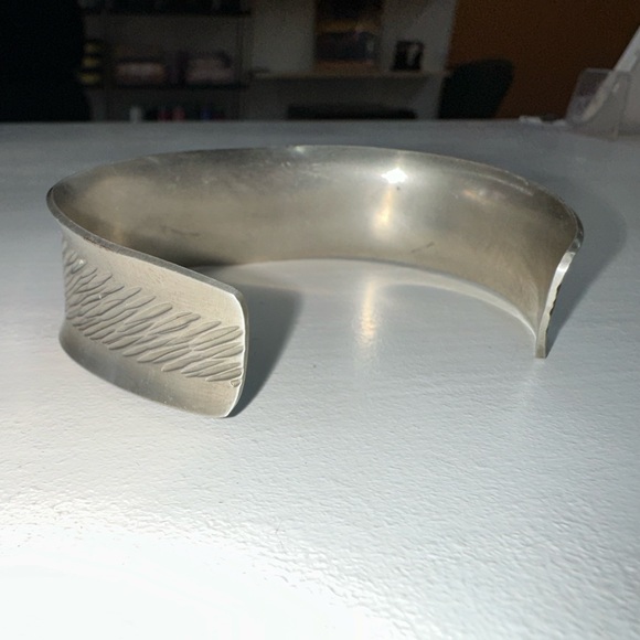 Vintage Designer Jorgen Jensen Pewter Denmark Cuff Bangle Bracelet - Picture 4 of 13